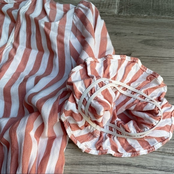 Madewell Women’s V-Neck Top Peplum Popover In Stripe In Dried Coral Color SZ XXS - Picture 6 of 10